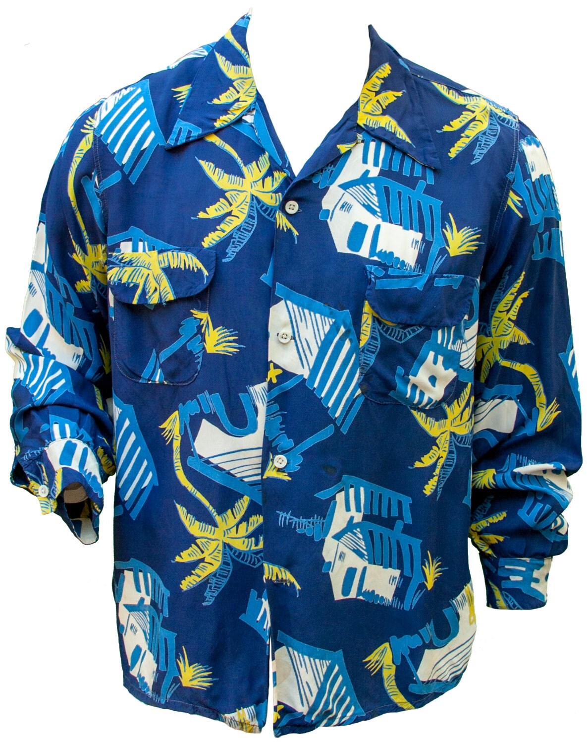 Rayon long sleeve, no label info | Hawaiian shirt dress, Vintage ...