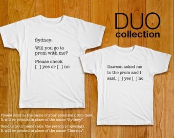 Personalized One-of-a-Kind Prom Proposal Couples T-Shirts