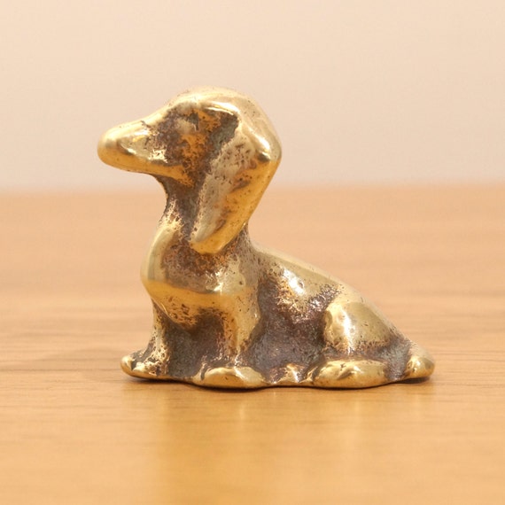 Dachshund / Solid Brass Dog Sculpture Vintage Statue