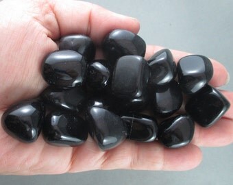 5 Black Obsidian Stones Polished - Apache Tears, Healing Stones, Root Chakra, Natural Healing Crystals & Stones, EMF Protection (T047)