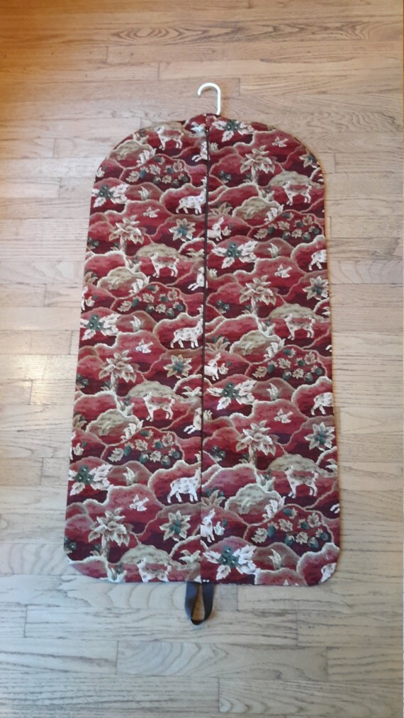 Women's Red Tapstry Look Hanging Garment Bag