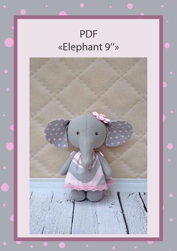 elephant pdf pattern pdf plush elephant stuffed elephant