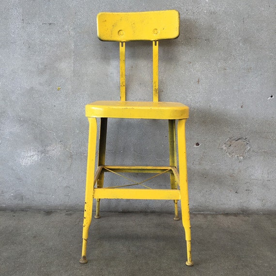 Industrial Yellow Metal Stool