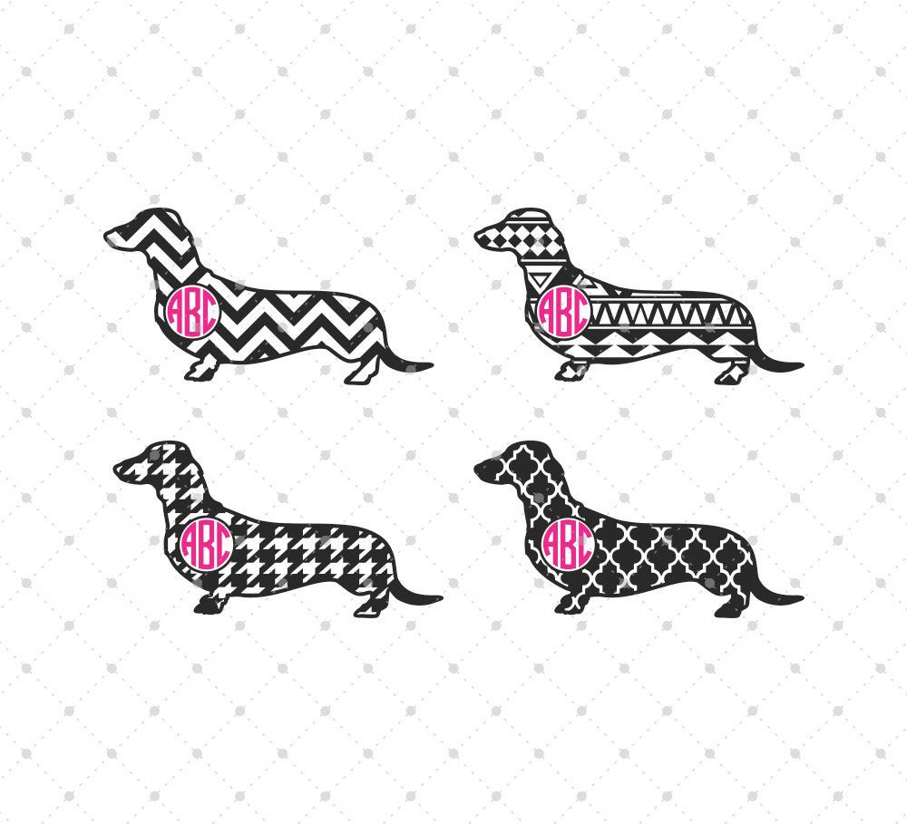 Download Patterned Dachshund Monogram SVG cut files Circle Dachshund