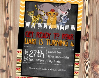 Lion Guard Invite - Lion Guard Invitation - Chalkboard Invite - DIY Printable File