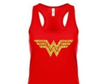 Wonder Woman Glitter Tank Top Costume Super Hero Next Level DC Comics