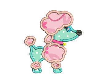 Paris Poodle Applique Designs Machine Applique Embroidery Designs 4 Size - INSTANT DOWNLOAD