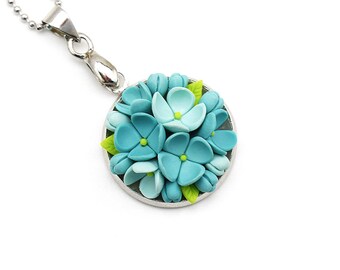Polymer Clay Jewelry Polymer Clay Necklace Pendant Clay Jewelry Fashion Jewelry Floral Pendant Necklace Turquoise Pendant Clay Flowers Gift