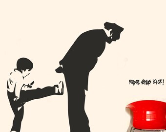 Banksy Wall Decal Free Kick Ass Street Art Modern Home Wall Sticker Decal