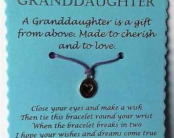Granddaughter gift, Wish Bracelet, Granddaughter bracelet, Charm bracelet, Granddaughter Jewelry, Gift Granddaughter Granddaughter Xmas gift