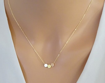 Custom hand stamped initial necklace, Triple Dot necklace, Bridesmaid Necklace, birthday gifts, Mom necklace, Wedding jewelry