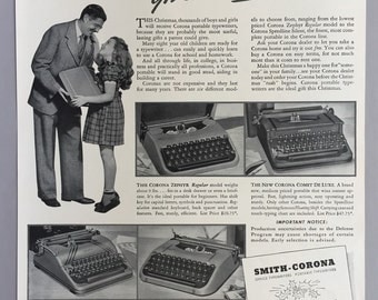 1941 Smith-Corona Typewriter Print Ad - Christmas Ad