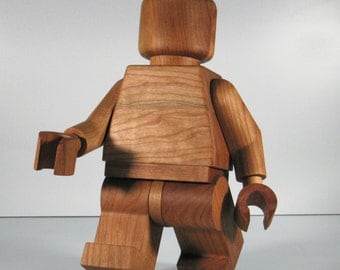 Large Wooden LEGO Man sculpture Cherry