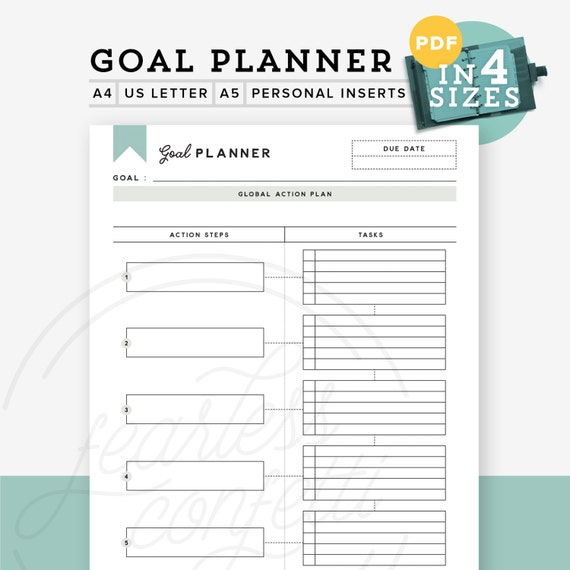 Printable Goal Planner Printable Goal Tracker Goal Planner