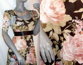Topshop floral print 3/4 sleeve puff shoulder empire waist babydoll Above Knee Sun Dress 14/10