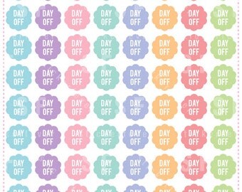 Scalloped Day Off Button Planner Stickers for Erin Condren, Happy Planner, Plum Planner, Passion Planner (#06)