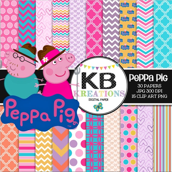 Peppa Pig Digital Paper Pack 30 Papers 15 by KBKreations209