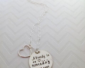 Adoption Encouragement Necklace - Infertility Waiting Jewelry - Already in my Heart Someday in my Arms - The Charmed Wife - Adoption Jewelry