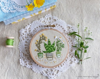 Embroidery art, Christmas decoration, Craft kit - Houseplants - Embroidery kit, Diy kit, Diy embroidery kit, Kit broderie, Tamar Nahir