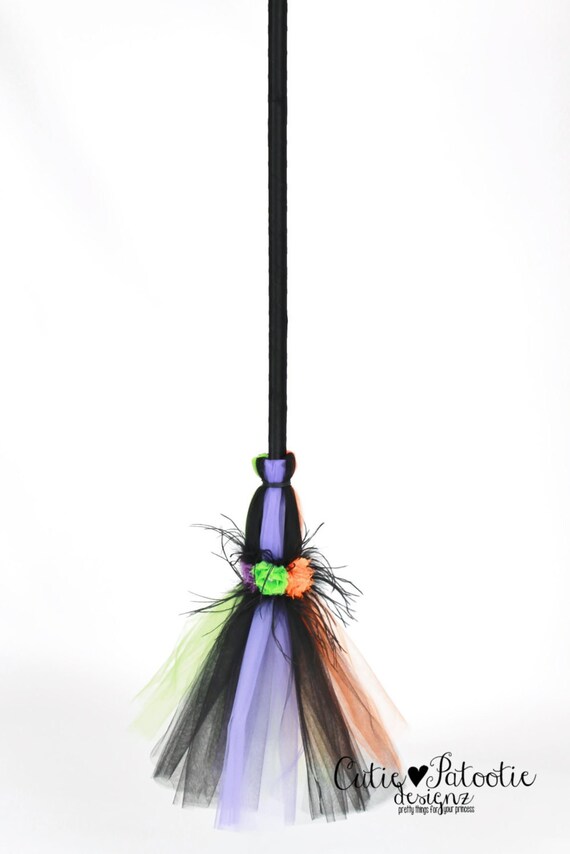 READY TO SHIP: Twinkling Trickster Broomstick - Halloween Witch Broom Costume Accessory - Purple Orange Green - Child Size Il_570xn