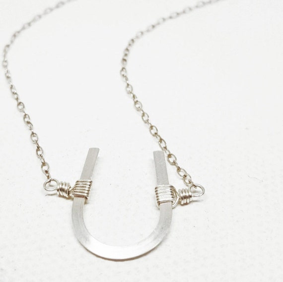 Horseshoe Necklace Silver Horseshoe Jewelry Horseshoe