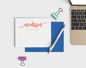 Personalized Stationery Set - Calligraphy Stationary - Custom Notecard Set