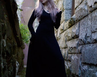 Gothic Dress - Medieval Dress - Goth - Witch Dress - Black Maxi Dress - Renaissance Faire - Festival Dress - Long Black Dress - Long Sleeved