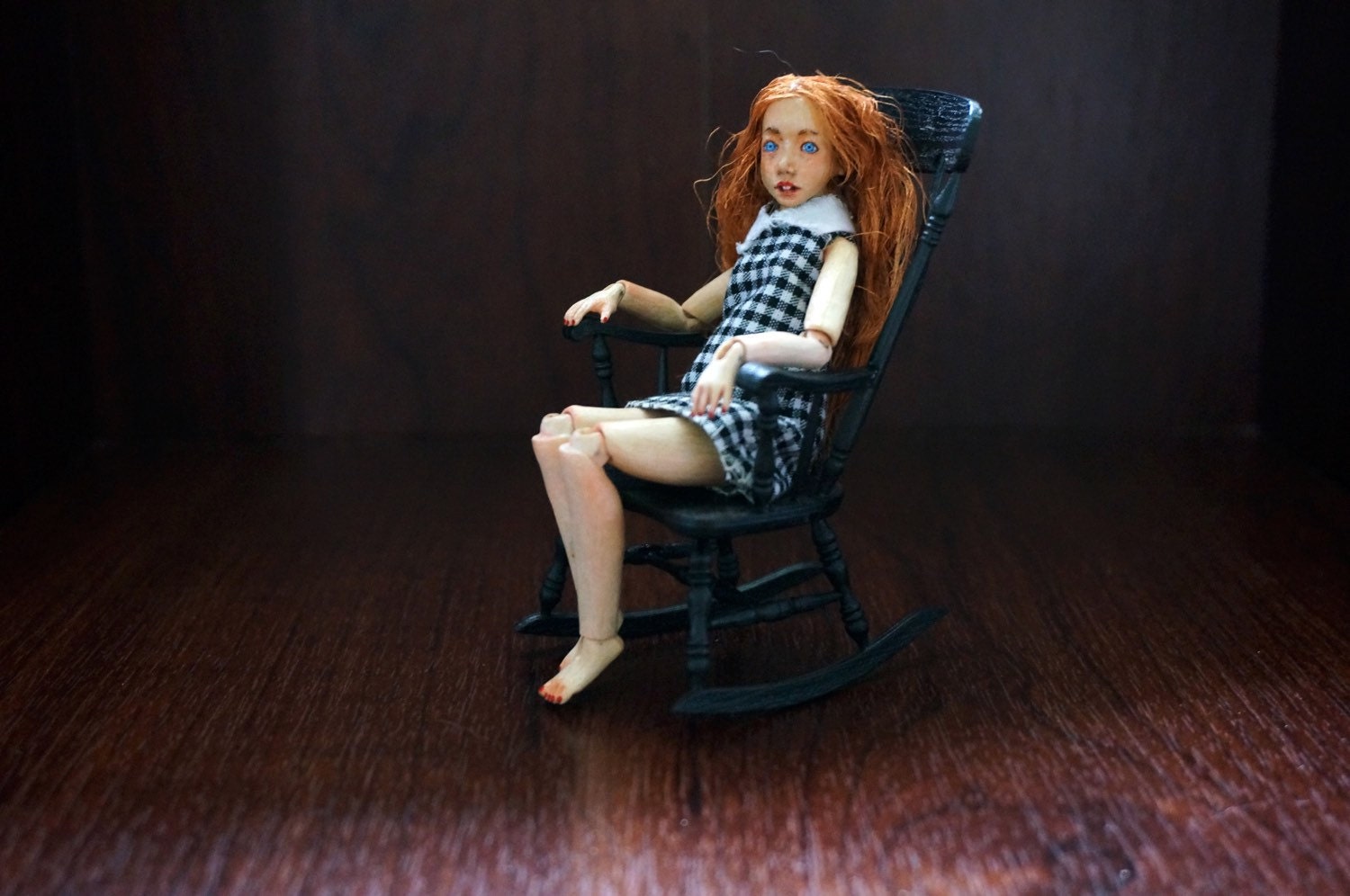 RESERVED OOAK wooden bjd 1 inch scale wood ball jointed doll