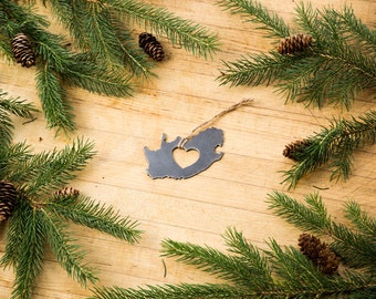 Heart South Africa Christmas Ornament or Decoration - Recycled Metal