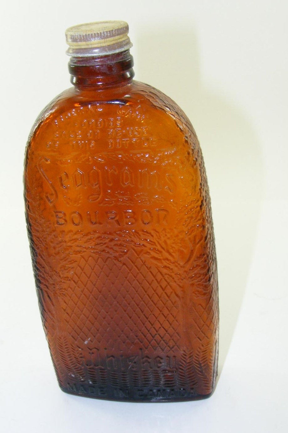 1930s Vintage Seagrams Whiskey Brown Bottle Seagrams Bourbon