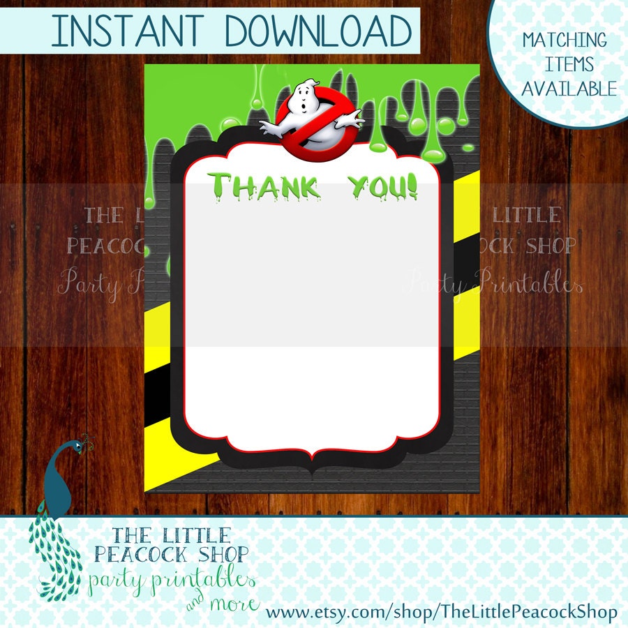 Ghostbusters Thank you card BIRTHDAY by TheLittlePeacockShop