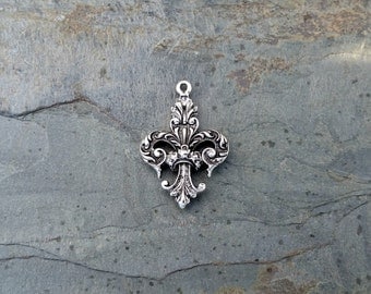 Silver Fleur de Lis Pendant Charm Antique Silver Pewter N-4,fleur de lis pendant,fleur de lys pendant,fleur de lys charm,fleur de lis charm
