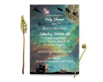 Peter Pan Baby Shower Invitation | Neverland Baby Shower Invitation | Cosmic Baby Shower Invite | Lost Boys Baby Shower Invitation