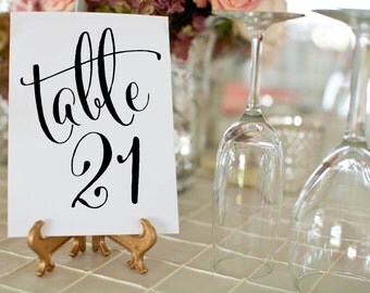 1-50 Black Wedding Table Numbers ⋆ Printable Wedding Table Numbers ⋆ Elegant Wedding Table Decor ⋆ 4x6 Table Number Cards ⋆ #KKD105