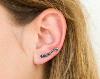 Octopus Tentacle Ear Cuff earrings Sterling Silver Ear Climber Pin Boho Jewelry - FES001 M11