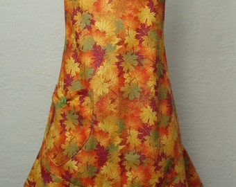 Orange Thanksgiving Day Apron, Autumn Leaves Apron, Thanksgiving Day Apron, Thanksgiving Hostess Apron