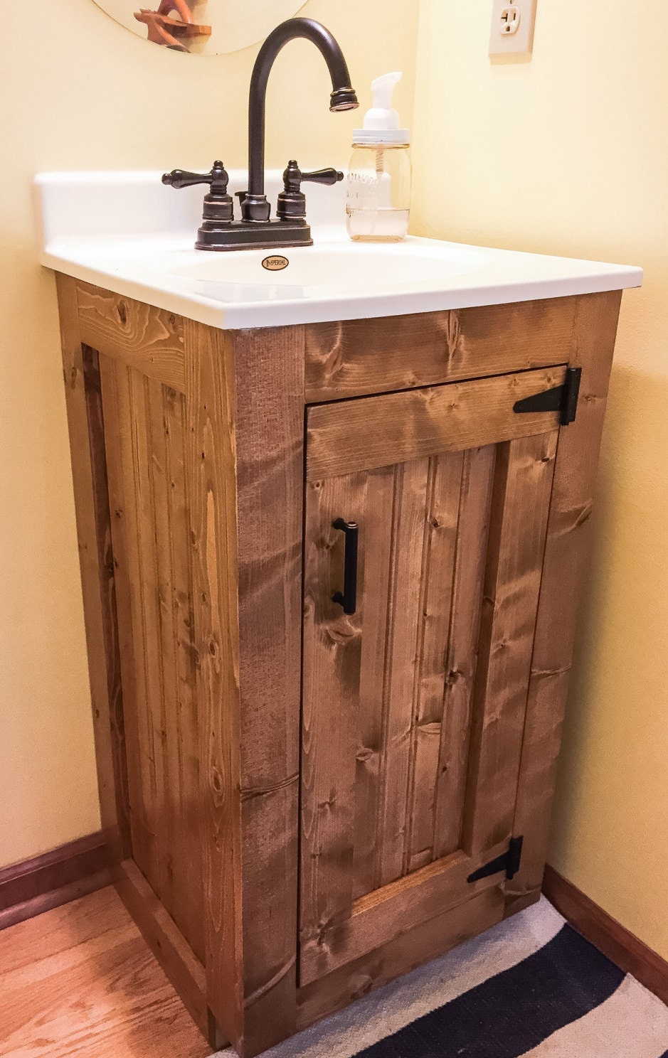 Bathroom Vanity Rustic Wood Cabinet With New England Style