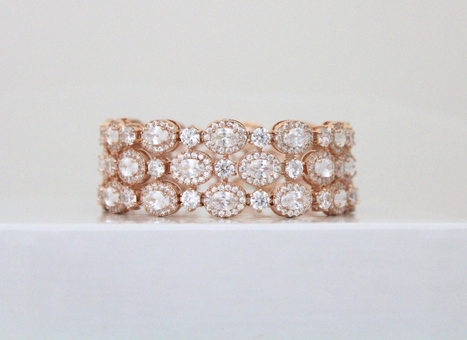 Rose Gold Bridal Bracelet Bridal cuff bracelet Rose Gold