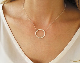 Silver necklace - Silver circle necklace - Simple silver necklace, Silver eternity necklace, Dainty silver necklace, Mother silver jewelry