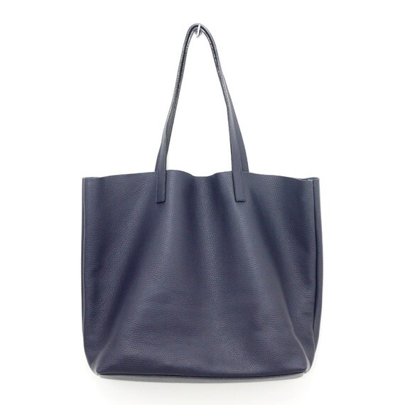 LILA Leather Tote Bag NAVY by MISHKAbags on Etsy