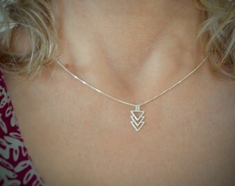 Sterling Silver Triangle Necklace, Silver Geometric Necklace, Minimalist Jewelry, Wife Gift for Her, Silver Necklace, Triangle Pendant, Geo