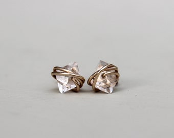 Herkimer Diamond Earrings, Petite Herkimer Studs, Raw Quartz Studs, Herkimer Diamond, Herkimer Earrings, Diamond earrings