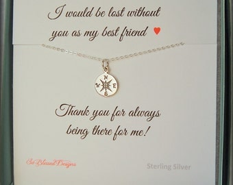 Best friend jewelry, Compass necklace, Best friend gift, BFF, Best friend necklace, compass charm, Bridesmaid, Maid of Honor