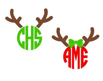 Reindeer Antler digital download cutting files for cutting machines - SVG DXF EPS ps Studio3 Studio (monogram fonts sold separately)
