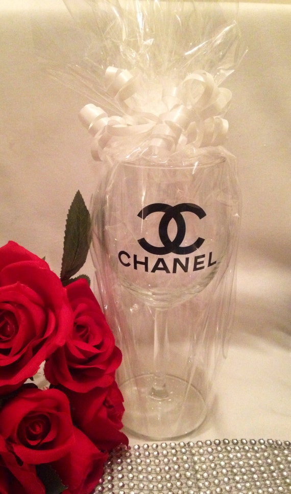 Chanel Inspired Wine Glass Chanel Wine Glass Chanel by Joyeriauk