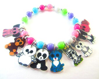 Beanie Boo Charm Bracelet, Beanie Boo Jewelry, Beanie Boo Gift, Beanie Boo Birthday, Beanie Boo Necklace