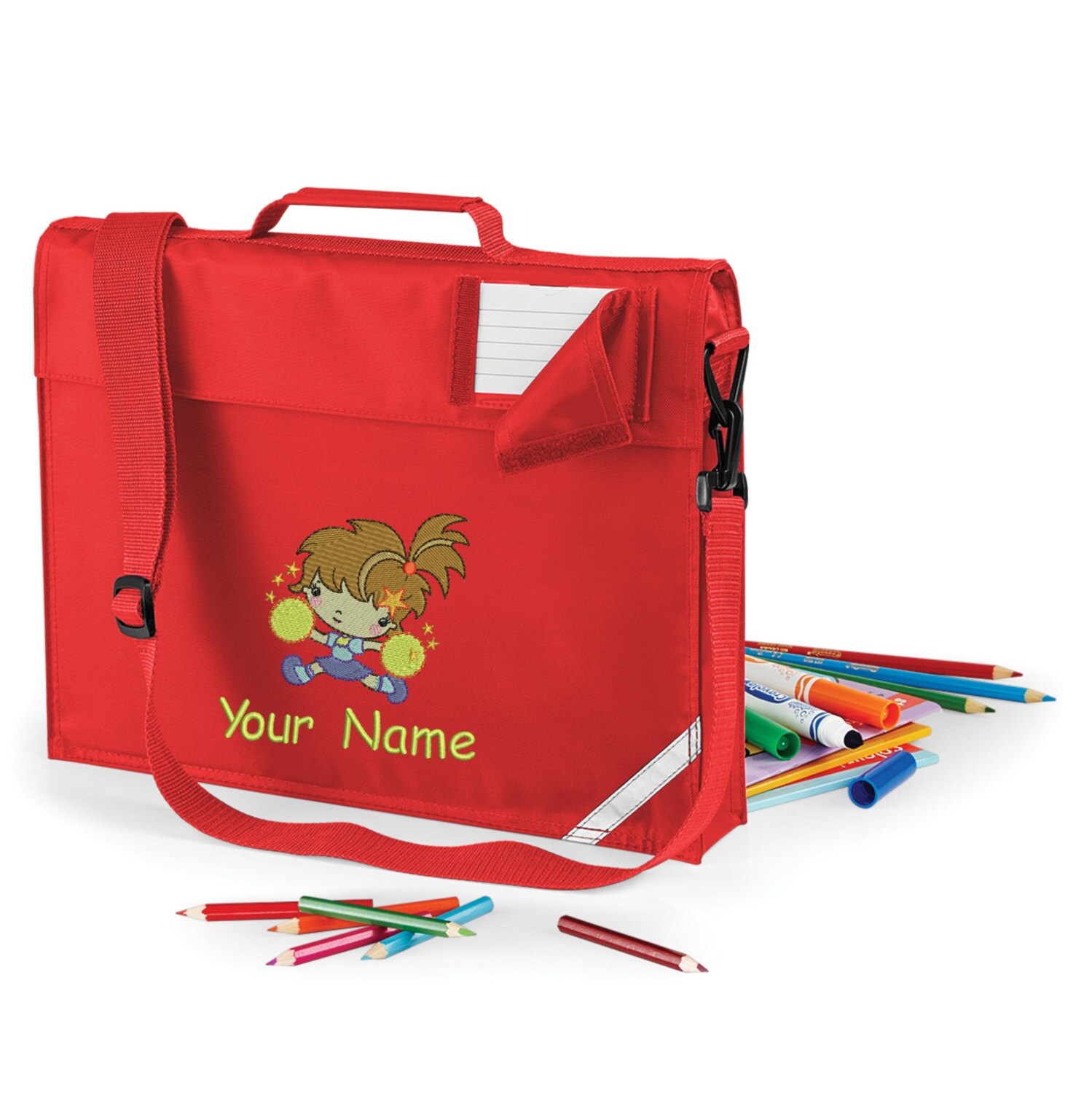personalised embroidered book bag and strap 5 colours to personalised embroidered book bag and strap 5 colours to