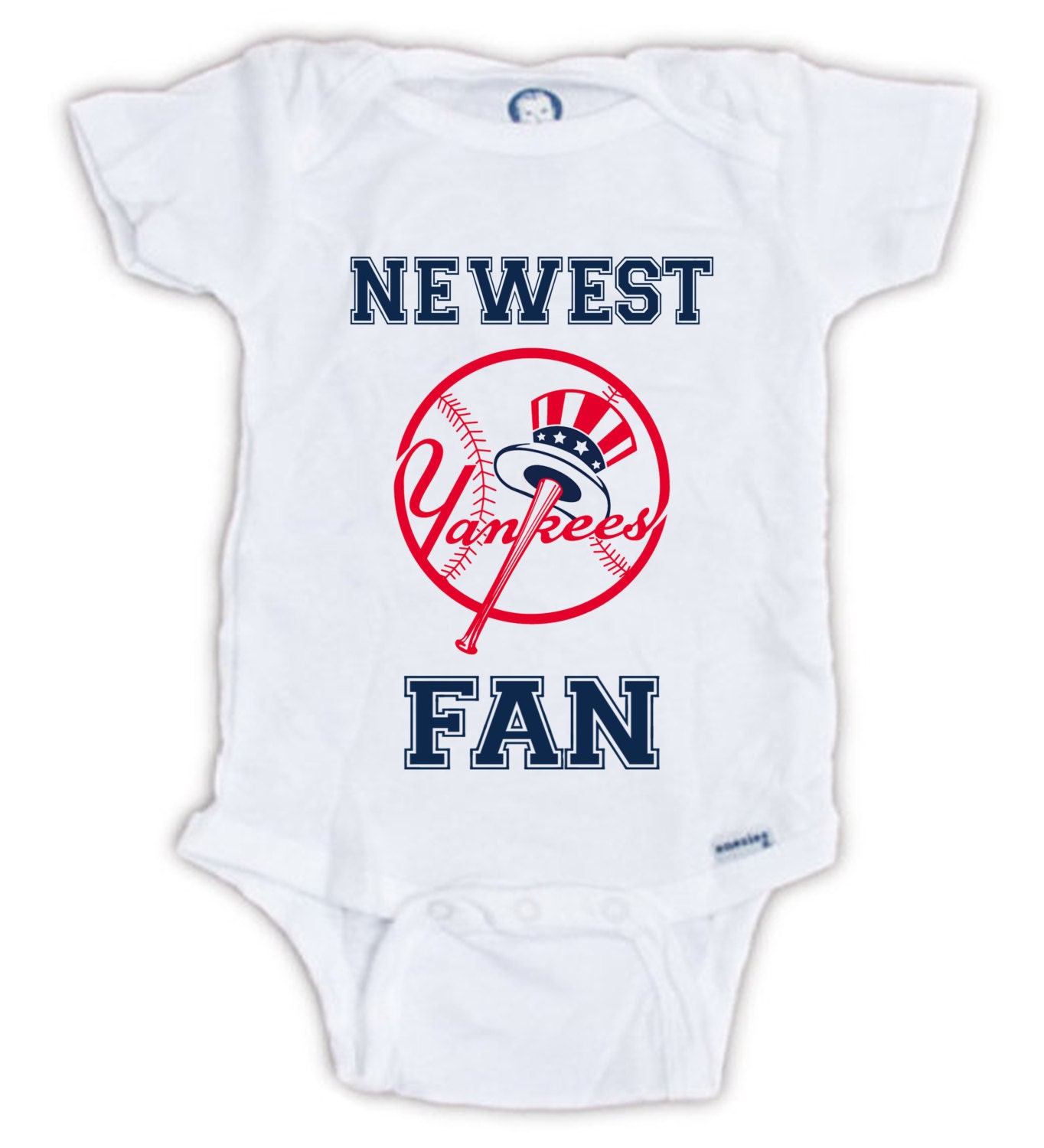 New York YANKEES FAN Baby Onesie Baby Bodysuit by JujuApparel