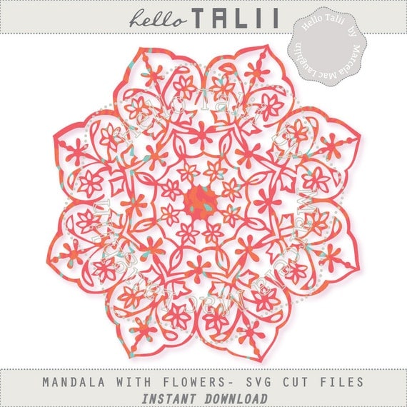 Download MANDALA SVG Cut file- DIGITAL Mandala with Flowers ...