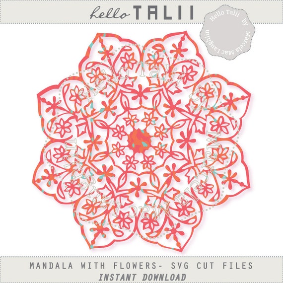 MANDALA SVG Cut file Mandala with Flowers Embellishment